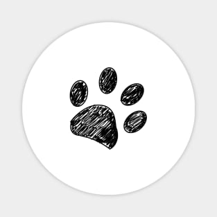 Black doodle paw print Magnet